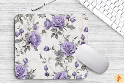 Vintage Purple Roses Pattern Mouse Pad