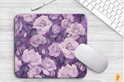 Vintage Purple Roses Pattern Mouse Pad