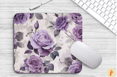 Vintage Purple Roses Pattern Mouse Pad