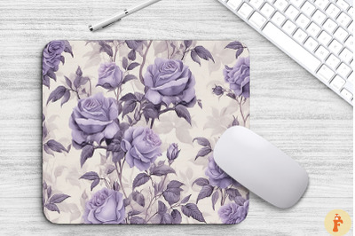 Vintage Purple Roses Pattern Mouse Pad