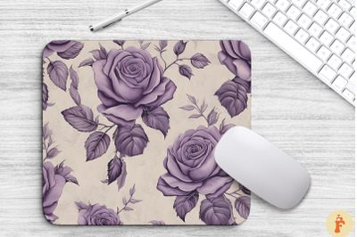 Vintage Purple Roses Pattern Mouse Pad