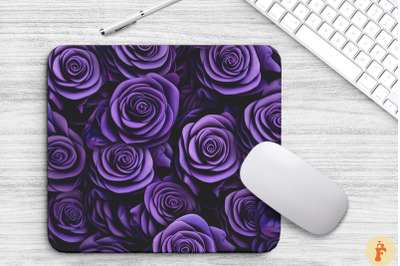 3D Purple Roses Pattern Mouse Pad Design