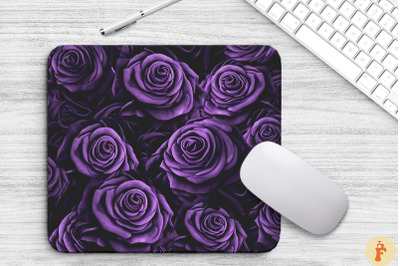 3D Purple Roses Pattern Mouse Pad Design