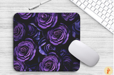 3D Purple Roses Pattern Mouse Pad Design