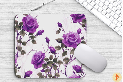 Vines Purple Roses Mouse Pad Design