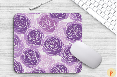 Purple Roses Line Art Pattern Mouse Pad