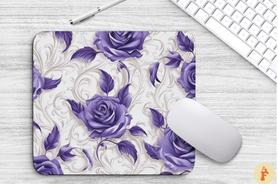 Royal Violet Glossy Roses Mouse Pad