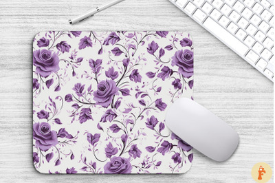 Vintage Purple Roses Pattern Mouse Pad