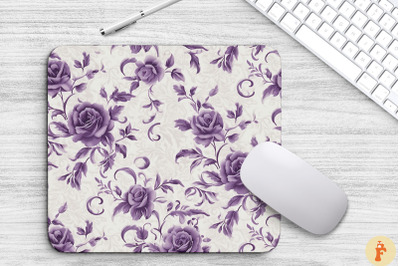 Vintage Purple Roses Pattern Mouse Pad