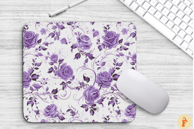 Vintage Purple Roses Pattern Mouse Pad