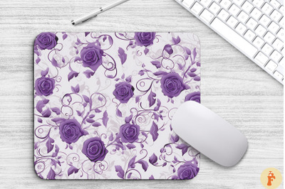 Vintage Purple Roses Pattern Mouse Pad