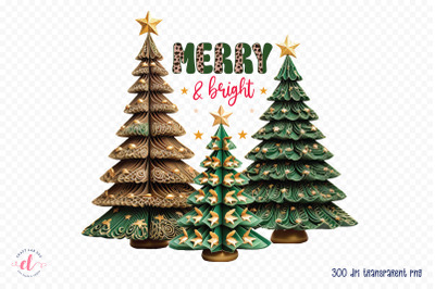 Merry &amp; Bright, Christmas PNG Sublimation