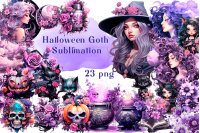 Purple Magic Halloween Witch clipart, Halloween clipart