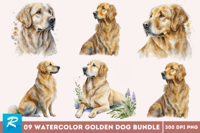 Watercolor Golden Dog Clipart