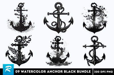 Anchor Black Silhouette Clipart Bundle