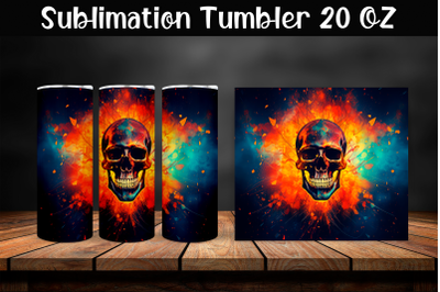 Skull Sublimation Tumbler Wrap 20 oz