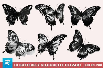 Butterfly Silhouette Clipart Bundle