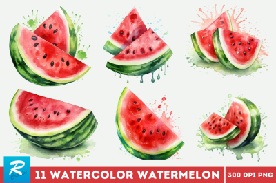Watercolor Watermelon clipart Bundle