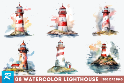 Watercolor Lighthouse Sublimation Bundle