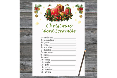 Presents Christmas card,Christmas Word Scramble Game Printable