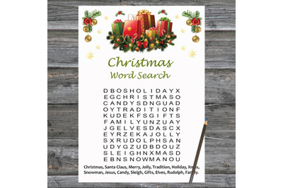 Presents Christmas card,Christmas Word Search Game Printable