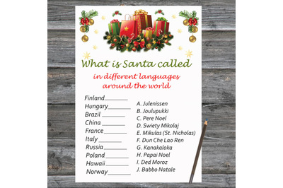 Presents Christmas card,Christmas Around the World Game Printable