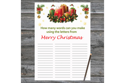 Present Christmas card,How Many Words Can You Make From MerryChristmas