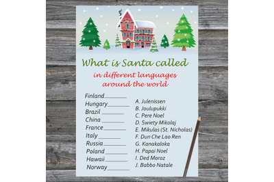 Winter house Christmas card,Christmas Around the World Game Printable