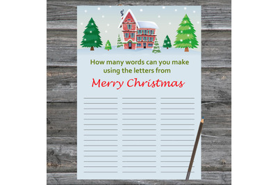 House Christmas card,How Many Words Can You Make From Merry Christmas