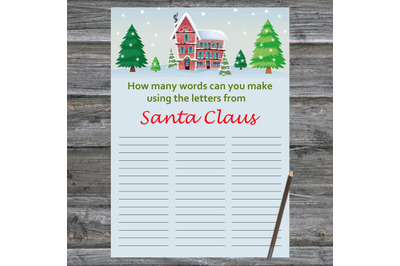 Winter house Xmas card,How Many Words Can You Make From Santa Claus