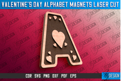 Valentine&#039;s Day Alphabet Magnet Laser Cut SVG | Magnet Laser Cut