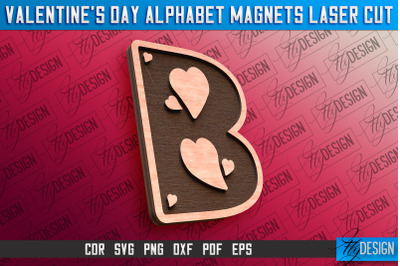 Valentine&#039;s Day Alphabet Magnet Laser Cut SVG | Magnet Laser Cut