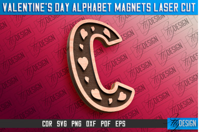 Valentine&#039;s Day Alphabet Magnet Laser Cut SVG | Magnet Laser Cut