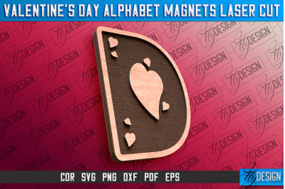 Valentine&#039;s Day Alphabet Magnet Laser Cut SVG | Magnet Laser Cut