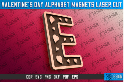 Valentine&#039;s Day Alphabet Magnet Laser Cut SVG | Magnet Laser Cut