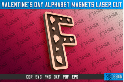 Valentine&#039;s Day Alphabet Magnet Laser Cut SVG | Magnet Laser Cut