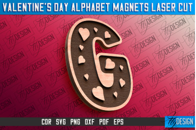 Valentine&#039;s Day Alphabet Magnet Laser Cut SVG | Magnet Laser Cut