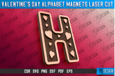 Valentine&#039;s Day Alphabet Magnet Laser Cut SVG | Magnet Laser Cut