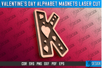 Valentine&#039;s Day Alphabet Magnet Laser Cut SVG | Magnet Laser Cut