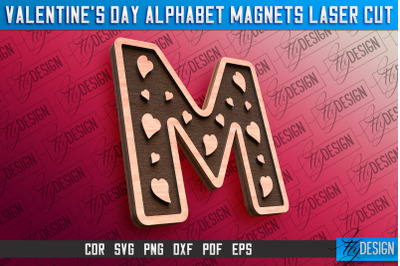 Valentine&#039;s Day Alphabet Magnet Laser Cut SVG | Magnet Laser Cut