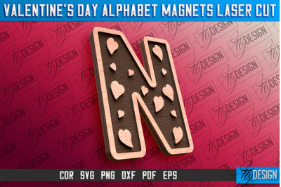 Valentine&#039;s Day Alphabet Magnet Laser Cut SVG | Magnet Laser Cut