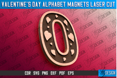 Valentine&#039;s Day Alphabet Magnet Laser Cut SVG | Magnet Laser Cut