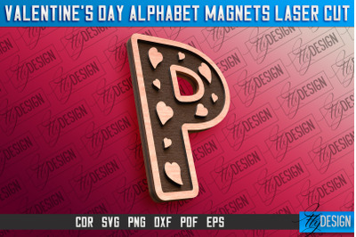 Valentine&#039;s Day Alphabet Magnet Laser Cut SVG | Magnet Laser Cut