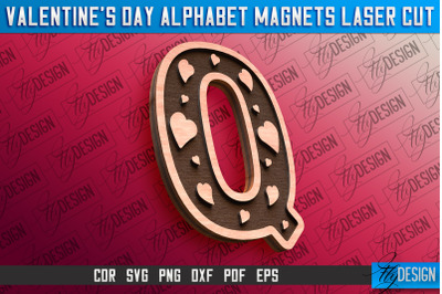 Valentine&#039;s Day Alphabet Magnet Laser Cut SVG | Magnet Laser Cut