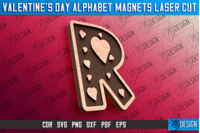 Valentine&#039;s Day Alphabet Magnet Laser Cut SVG | Magnet Laser Cut