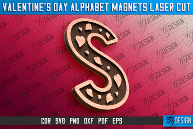 Valentine&#039;s Day Alphabet Magnet Laser Cut SVG | Magnet Laser Cut