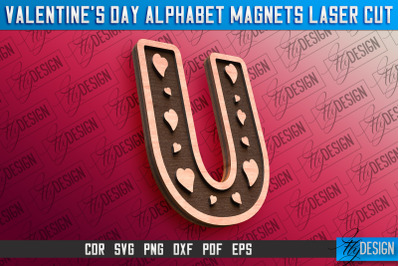 Valentine&#039;s Day Alphabet Magnet Laser Cut SVG | Magnet Laser Cut