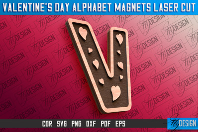 Valentine&#039;s Day Alphabet Magnet Laser Cut SVG | Magnet Laser Cut