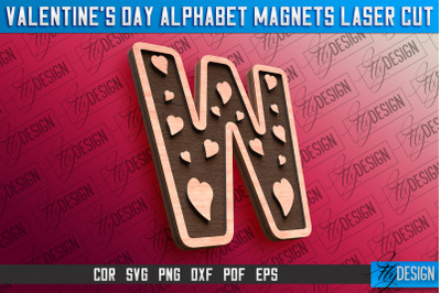 Valentine&#039;s Day Alphabet Magnet Laser Cut SVG | Magnet Laser Cut