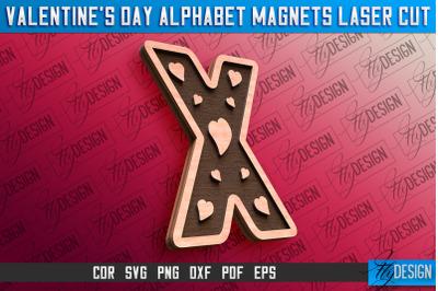 Valentine&#039;s Day Alphabet Magnet Laser Cut SVG | Magnet Laser Cut